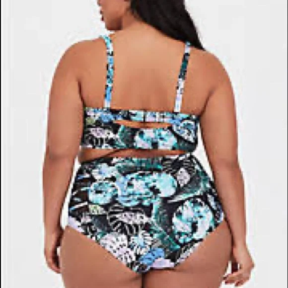 Torrid Tropical Underwire Bikini Top & Lattice Mesh Swim Bottoms